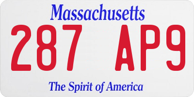 MA license plate 287AP9