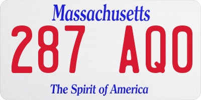 MA license plate 287AQ0