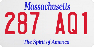 MA license plate 287AQ1