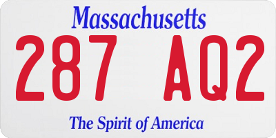 MA license plate 287AQ2