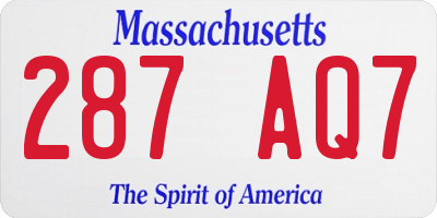 MA license plate 287AQ7