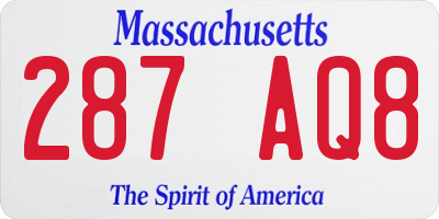 MA license plate 287AQ8
