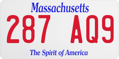 MA license plate 287AQ9