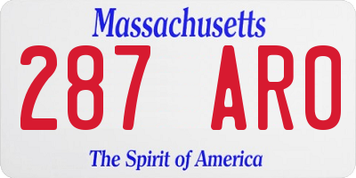 MA license plate 287AR0