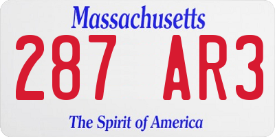 MA license plate 287AR3