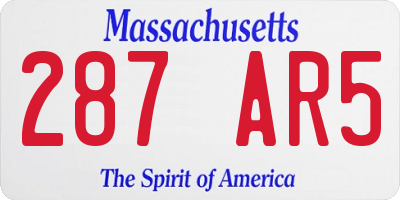 MA license plate 287AR5