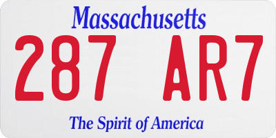 MA license plate 287AR7