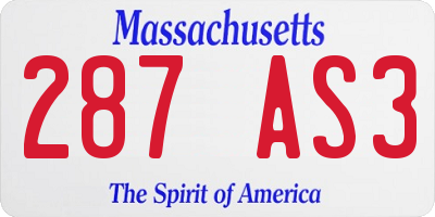 MA license plate 287AS3