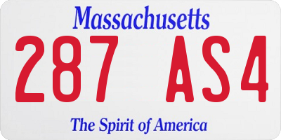 MA license plate 287AS4