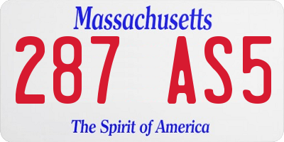 MA license plate 287AS5