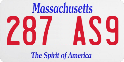 MA license plate 287AS9
