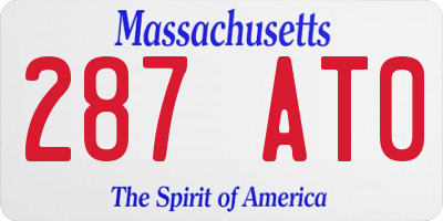 MA license plate 287AT0