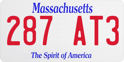 MA license plate 287AT3