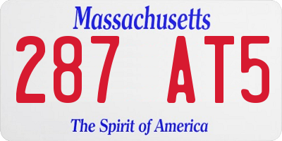 MA license plate 287AT5