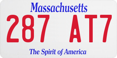 MA license plate 287AT7