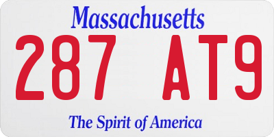 MA license plate 287AT9
