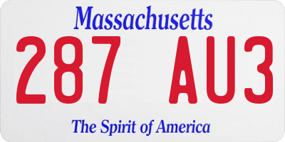 MA license plate 287AU3