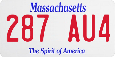 MA license plate 287AU4