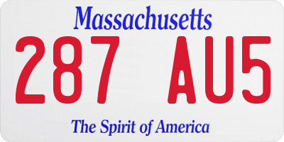 MA license plate 287AU5