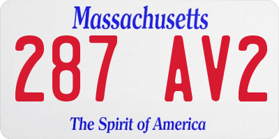 MA license plate 287AV2
