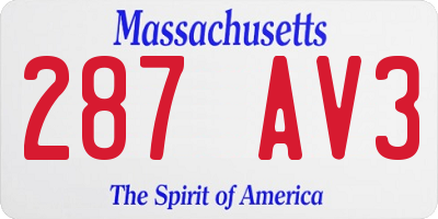 MA license plate 287AV3
