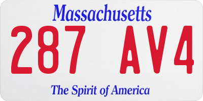 MA license plate 287AV4