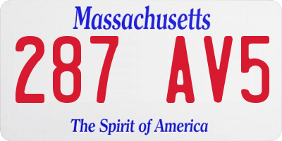 MA license plate 287AV5
