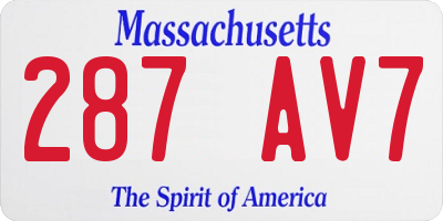 MA license plate 287AV7
