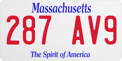 MA license plate 287AV9