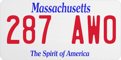 MA license plate 287AW0