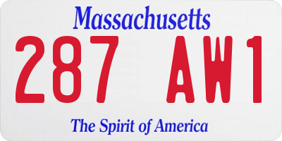 MA license plate 287AW1