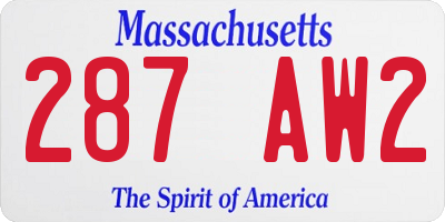 MA license plate 287AW2