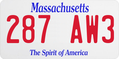 MA license plate 287AW3