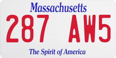 MA license plate 287AW5