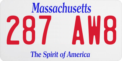 MA license plate 287AW8
