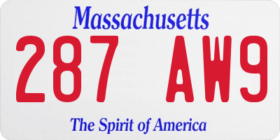 MA license plate 287AW9