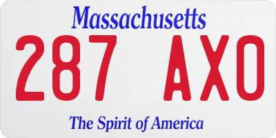 MA license plate 287AX0