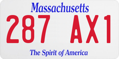 MA license plate 287AX1