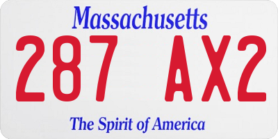 MA license plate 287AX2
