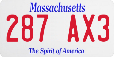 MA license plate 287AX3