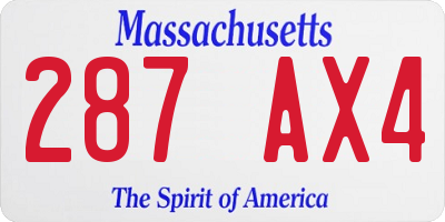 MA license plate 287AX4