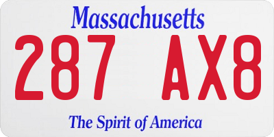 MA license plate 287AX8