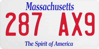 MA license plate 287AX9