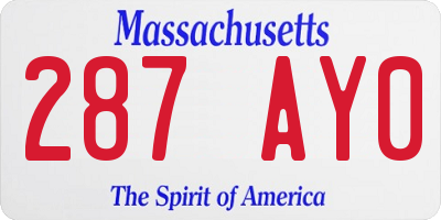 MA license plate 287AY0