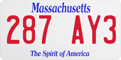 MA license plate 287AY3