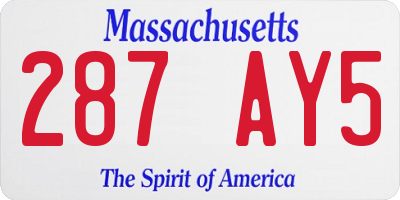 MA license plate 287AY5