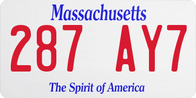 MA license plate 287AY7