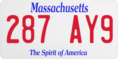 MA license plate 287AY9