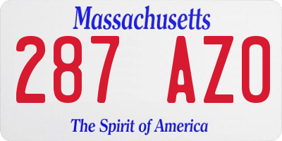 MA license plate 287AZ0