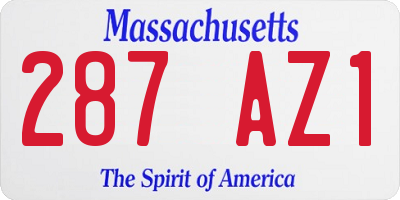 MA license plate 287AZ1